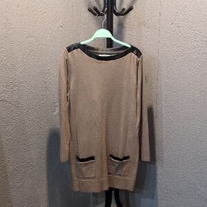 Elegant Tan Sweater with Black Accents